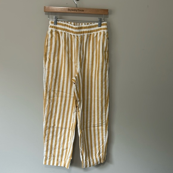 MADEWELL Tapered Huston Pull On Crop Pants in Stripe yellow white Sz XS - Picture 4 of 14